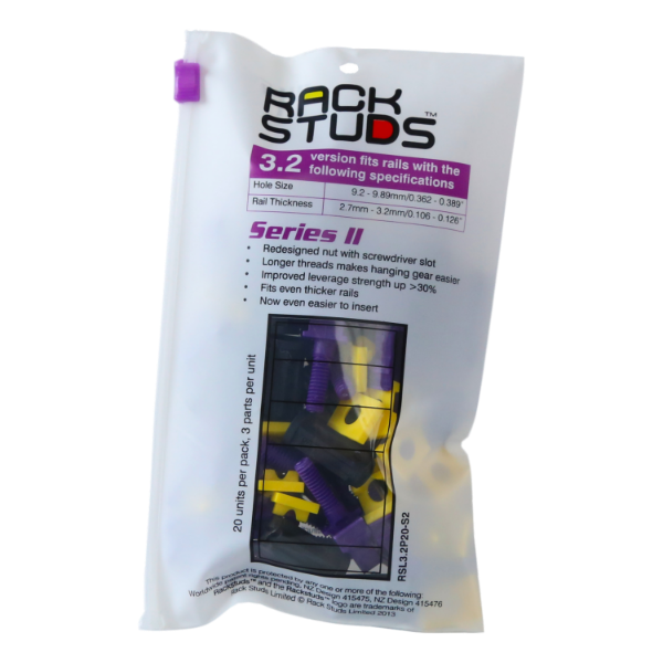 Picture of Series II 20-pack Purple Smart Rack Mounting System. Replacement for Cage Nuts