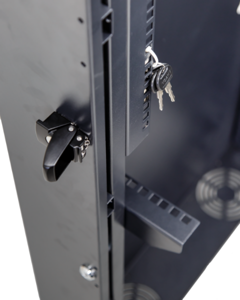 Picture of 4RU Vertical Wall Mount Cabinet w/ 2RU Horizontal Mounting Rails. 650x230x1070mm