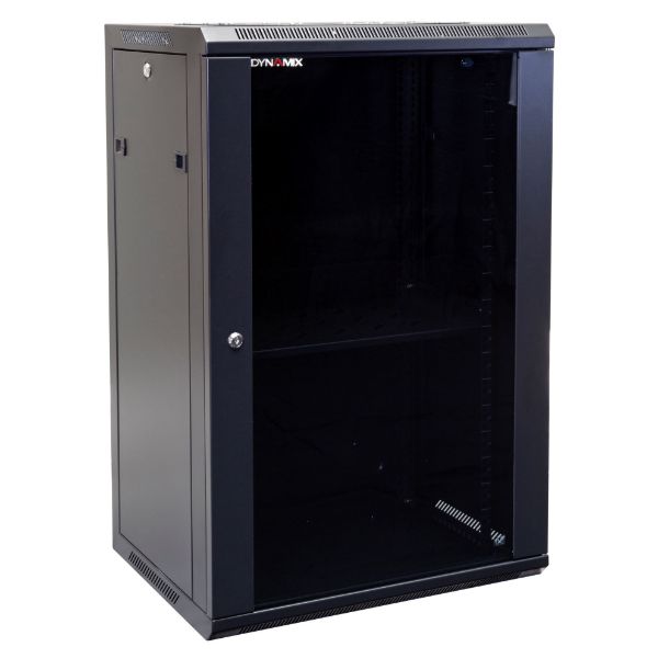 Picture of 18RU Wall Mount Cabinet 450mm Deep (600 x 450 x 910mm) Incl 1x Fixed Shelf 2x Fan