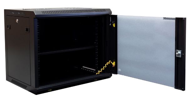 Picture of 9RU Wall Mount Cabinet 450mm Deep (600 x 450 x 501mm) Incl 1x Fixed Shelf 2x Fan