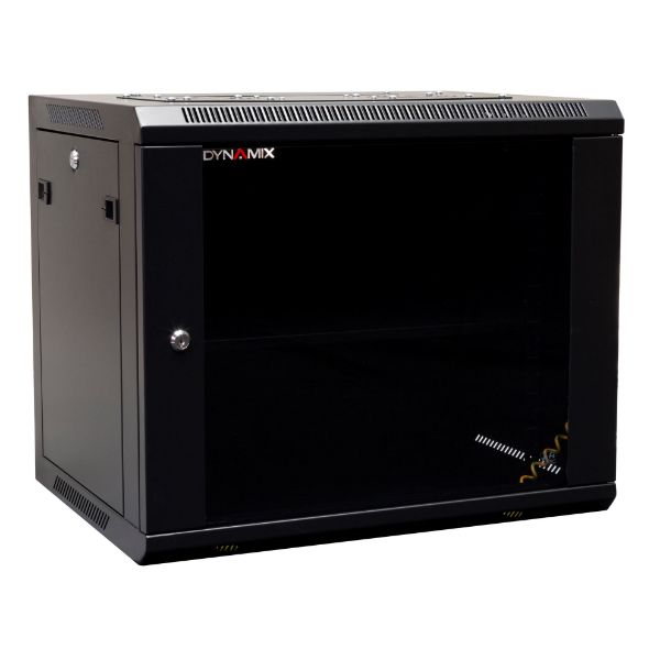 Picture of 9RU Wall Mount Cabinet 450mm Deep (600 x 450 x 501mm) Incl 1x Fixed Shelf 2x Fan