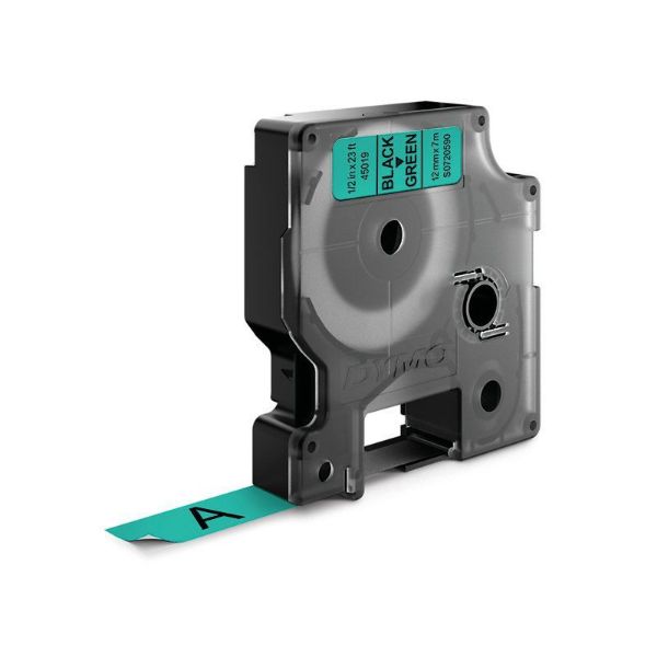 Picture of Genuine D1 Label Cassette Tape 12mm x 7M Black on Green Suitable for the Label Manage