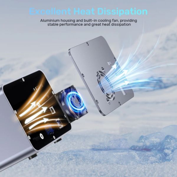 Picture of 2-Bay USB-C RAID External HD Enclosure. Supports RAID 1 both 2.5'' & 3.5'' SATA HDD