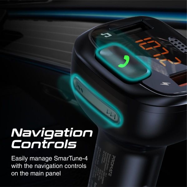 Picture of Wirless In-Car FM Transmitter Handsfree & QC3.0. Bult-in Mic Bluetooth SD