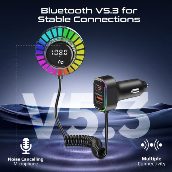 Picture of RGB FM Transmitter w/ Handsfree & 30W PD & QC3.0 Includes 1.5m Extenstion Cord