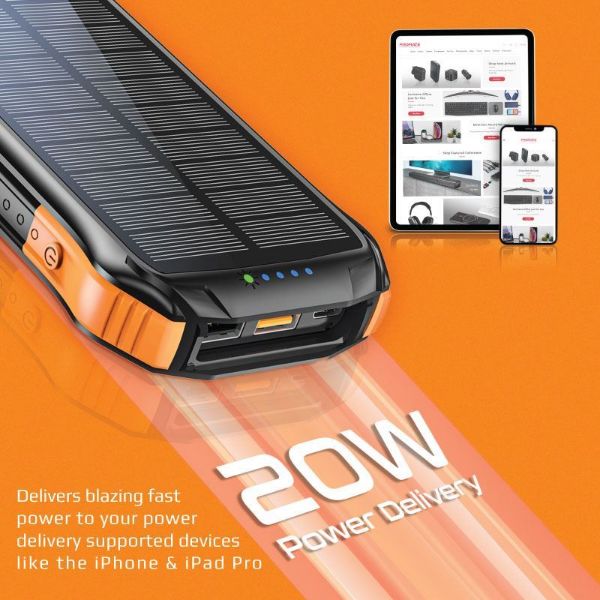 Picture of 10000mAh Rugged EcoLight Solar IP65 Power Bank w/ 10W Wireless Qi Charging