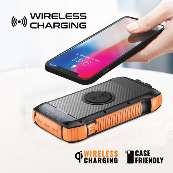 Picture of 20000mAh Rugged EcoLight Solar IP65 Power Bank w/ 10W Wireless Qi Charging