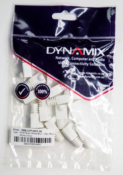 Picture of White RJ45 Strain Relief Boot 6.0mm Outside Diameter 20pk Bag
