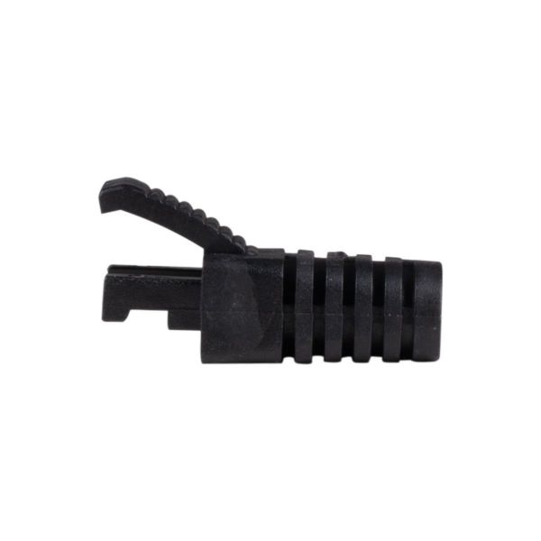 Picture of Black RJ45 Strain Relief Boot Slimline w/ Clip Protector 6.0mm Outside Diameter 20pk