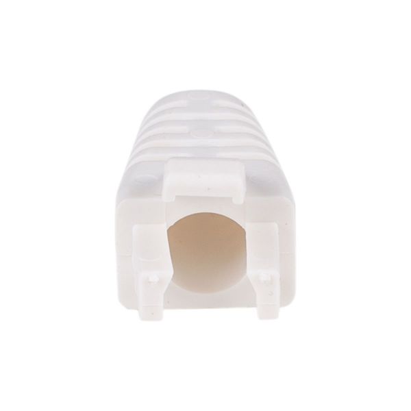 Picture of White RJ45 Strain Relief Boot Slimline w/ Clip Protector 6.0mm Outside Diameter 20pk