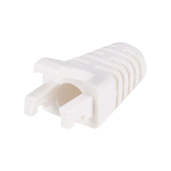 Picture of White RJ45 Strain Relief Boot Slimline w/ Clip Protector 6.0mm Outside Diameter 20pk