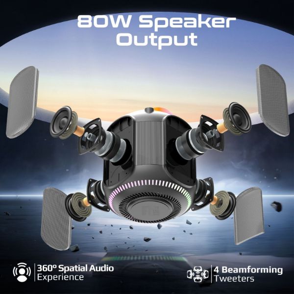 Picture of 80W Portable BT Speaker w/ Dynamic RBG Lights. Up to 6 Hours Playback AUX