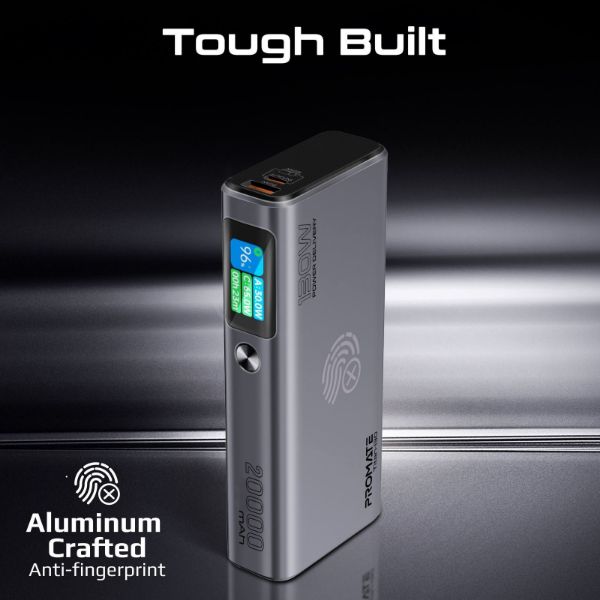 Picture of 20000mAh 130W Sleek PD Aliminium Power Bank w/ LCD Screen. 1x 60W & 1x 100W
