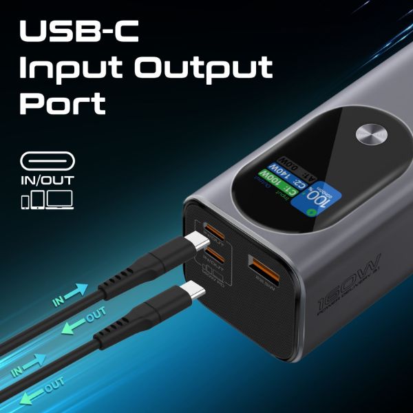 Picture of 27600mAh 160W Ultra Compact Aluminium PD3.1 Power Bank LCD Screen.