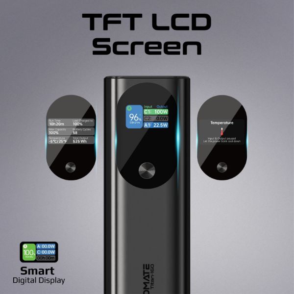 Picture of 27600mAh 160W Ultra Compact Aluminium PD3.1 Power Bank LCD Screen.