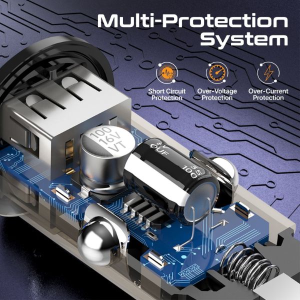 Picture of 65W Quick Charging In-Car Adapter for Tablets & phones 65W PD USB-C