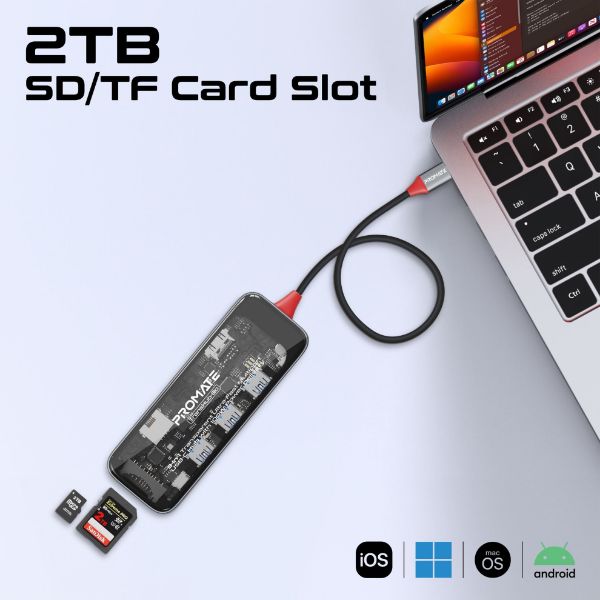 Picture of 9-in-1 USB Multi-Port Hub USB-C Connector. Includes 100W PD 4K HDMI Port RJ45 Port