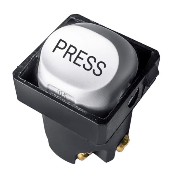 Picture of Sleek 10A Momentary Press Mechanism. Suits all Tradesave Plates. Flame Resistant