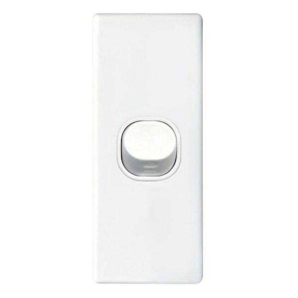 Picture of Architrave Single 16A Vertical Switch Flame Resistant Polycarbonate White