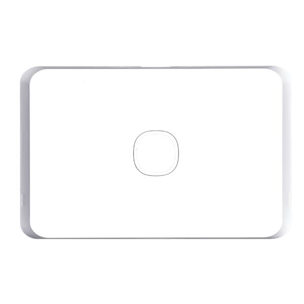 Picture of Sleek 1 Gang Switch Plate ONLY. Accepts all Tradesave Mechanisms. Moulded in Flame