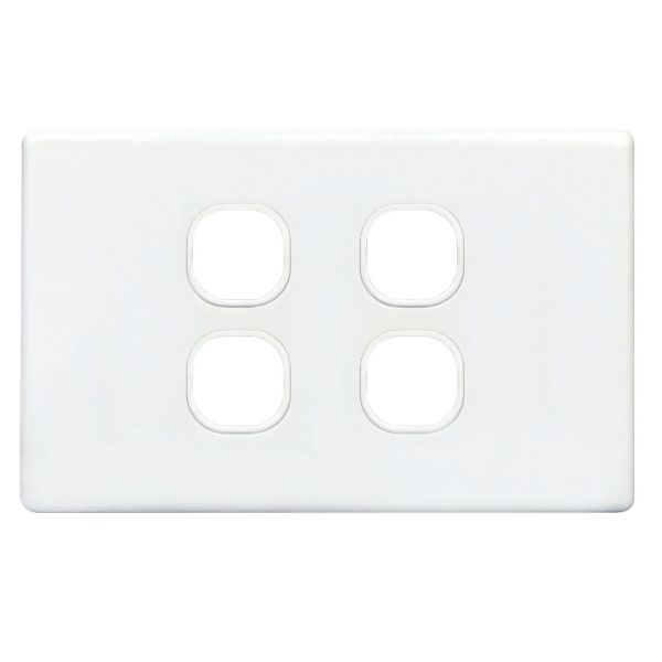 Picture of Slim Switch Plate ONLY. 4 Gang. Accepts all Tradesave Mechanisms. Moulded in Flame