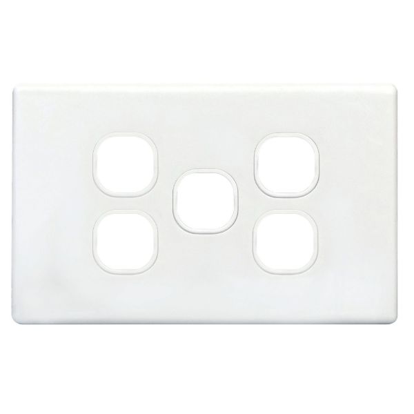 Picture of Slim Switch Plate ONLY. 5 Gang. Accepts all Tradesave Mechanisms. Moulded in Flame