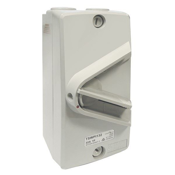 Picture of Weatherproof Isolator Switch 3 Pole IP66 32A Grey heavy duty industrial grade