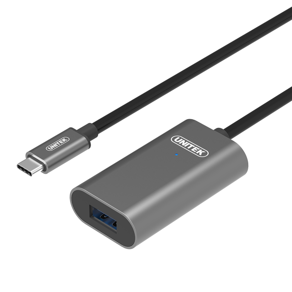 Picture of 5m USB 3.1 USB-C Active Extension Cable. USB-C Male to USB-A Female.