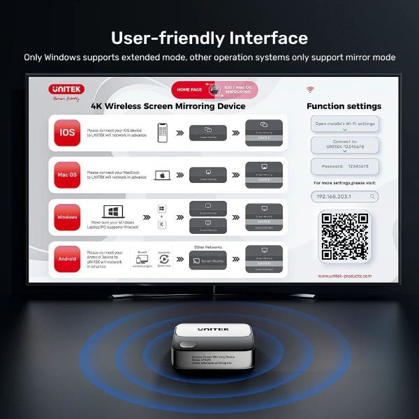 Picture of Wireless Screen Mirroring Device Supporting 4K HD Res Supports &roid OS/ Windows OS/