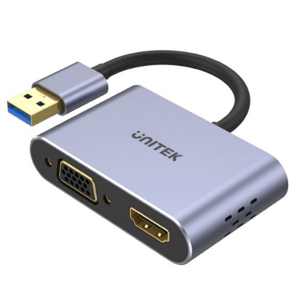 Picture of USB-A to HDMI 2.0 & VGA Adapter Dual Monitor Support. Screen Res up to 1920x1080P