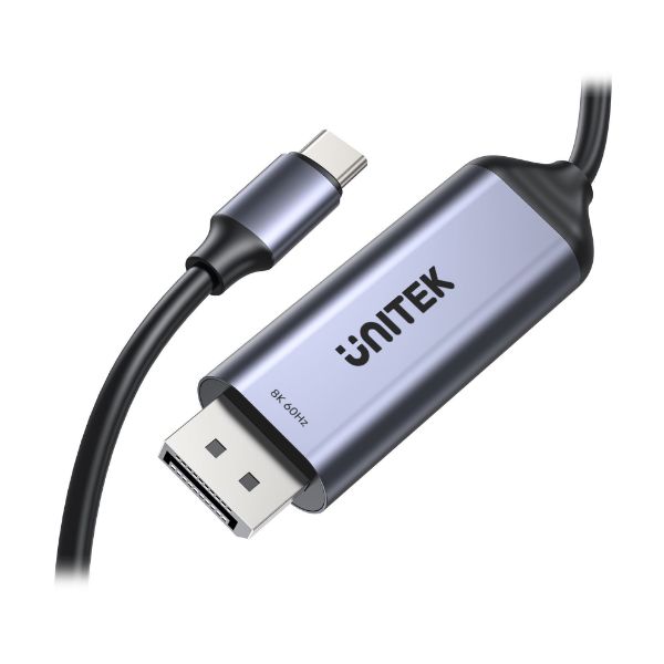 Picture of 1.8m 8K USB-C DisplayPort 1.4 Cable in Aluminium Housing Res up to 8K@30Hz & HDR.