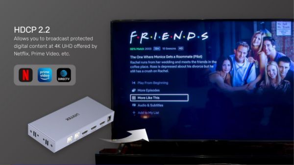 Picture of HDMI KVM 2-in-1-Out Switch & Supports 4K@60Hz UHD. 4x USB-A Ports 2x HDMI