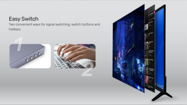 Picture of HDMI KVM 2-in-1-Out Switch & Supports 4K@60Hz UHD. 4x USB-A Ports 2x HDMI