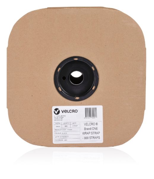 Picture of One-Wrap 19mm x 200mm Pre-sized Ties. 900 Ties Roll. Integrated Hook & Loop