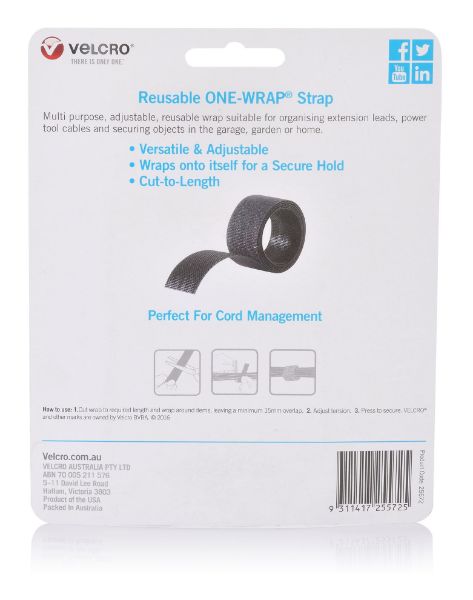 Picture of 25mm x 2m Reusable Cut-to-Lenght ONE-WRAP Strap. Designed for Cable Bundling