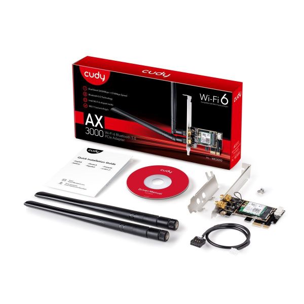 Picture of AX3000 Wi-Fi 6 Bluetooth Dual Band PCI Express Adapter. Intel AX200