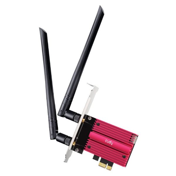 Picture of AX5400 Wi-Fi 6E Bluetooth Tri Band PCI Express Adapter. 2.4Gbps & 2.4Gbps & 574Mbps