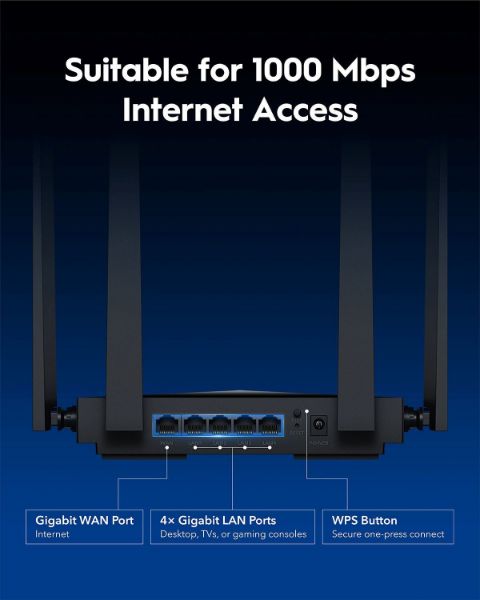 Picture of BE3600 Gig Dual Band Wi-Fi 7 Router w/ Broadcom 2GHz Quad Core CPU. 4-Stream Dual Wi-Fi