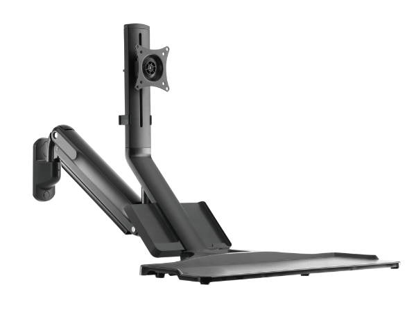 Picture of 4.6 x 200mm 316L Stainless Monitor Gas Spring Sit-Stand Workstation. Folding Keyboard