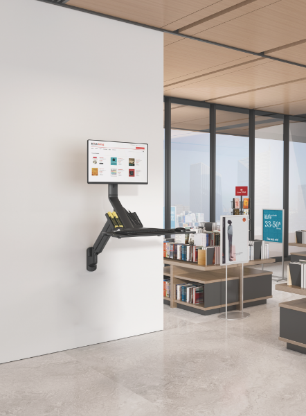 Picture of 4.6 x 200mm 316L Stainless Monitor Gas Spring Sit-Stand Workstation. Folding Keyboard