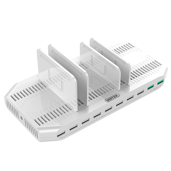 Picture of 10 Port USB Smart Charging Station 8 Port 2.4A USB-A + 2x Port QC 3.0 USB-A)