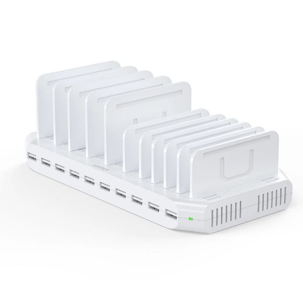 Picture of 10-Port 60W Smart Charging Station 10x 2.4A USB-A Ports. Power: 60W. Over-charge Over