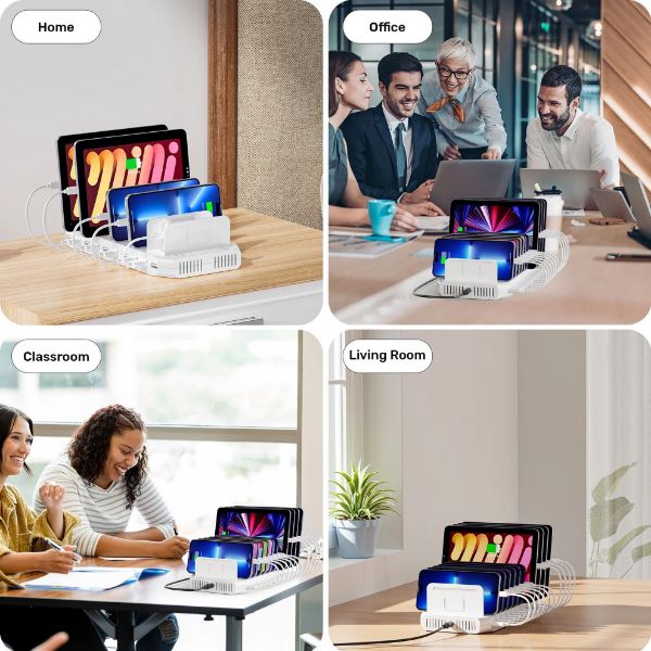 Picture of 10-Port 60W Smart Charging Station 10x 2.4A USB-A Ports. Power: 60W. Over-charge Over