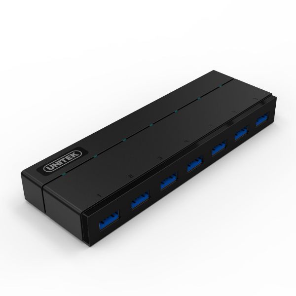 Picture of USB 3.0 7-Port Hub w/ 1.5A Charging Per Port. Super Speed Data Transfer up to 5Gbps. LED