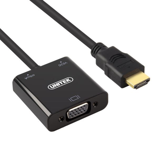 Picture of HDMI to VGA Converter w/ Audio. 17cm Length. Convert Signal from HDMI to VGA