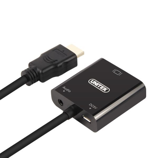 Picture of HDMI to VGA Converter w/ Audio. 17cm Length. Convert Signal from HDMI to VGA