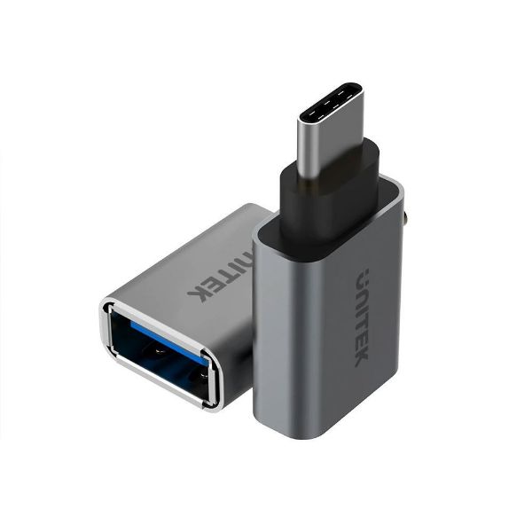 Picture of USB 3.1 USB-C Male to USB-A Female Adapter. Apple Style Aluminium Housing
