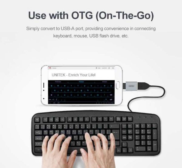 Picture of USB 3.1 USB-C Male to USB-A Female Adapter. Apple Style Aluminium Housing