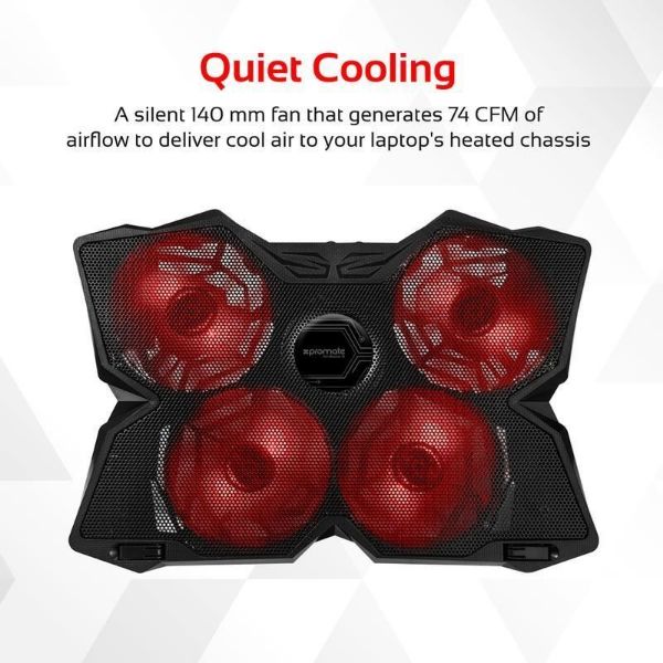 Picture of Height Adjustable Ergonomc Gaming Laptop Cooling Pad w/ 5 Built-in High-Speed Cooling