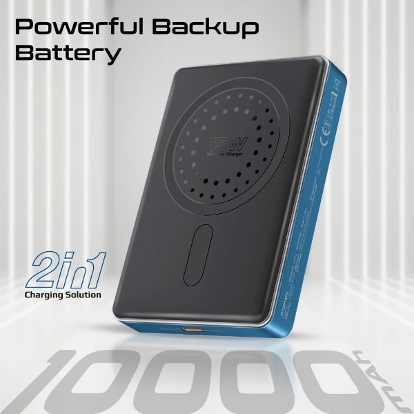 Picture of 10000mAh UltraSlim Wireless Charging 15W MagSafe 20WPD USB-C In/Out Port Smart